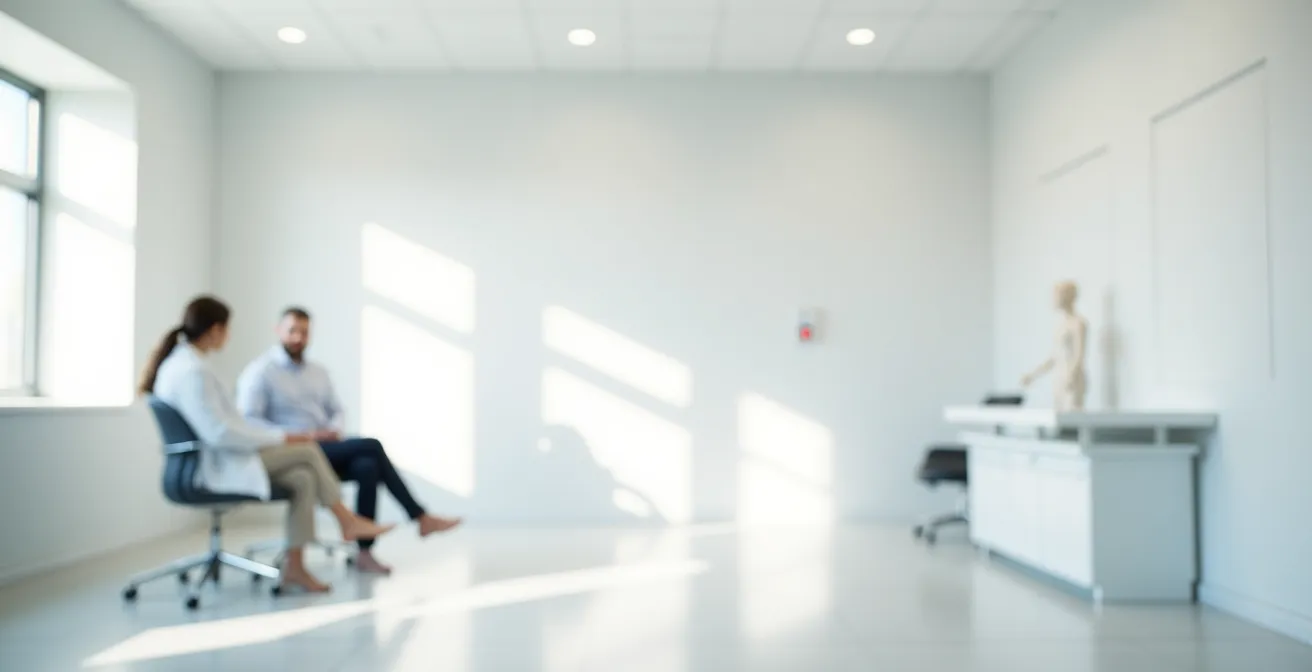 Bureau médical minimaliste avec espace de consultation lumineux